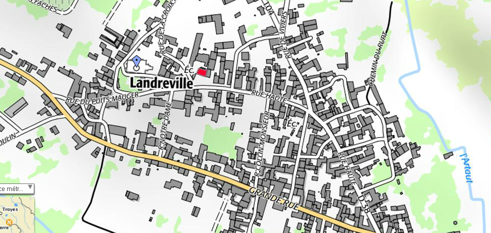 Plan de situation de l'église de Landreville